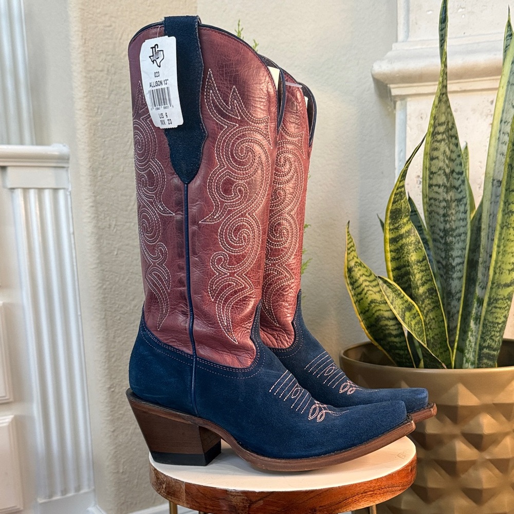 Texas Country Coastal Cowgirl Snip Toe Two-Tone Design Ladies Boots Size 6 - Picture 2 of 15